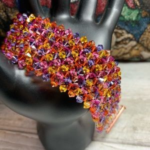 Handmade Swarovski “Heat” Hand Woven Bracelet Copper Clasp